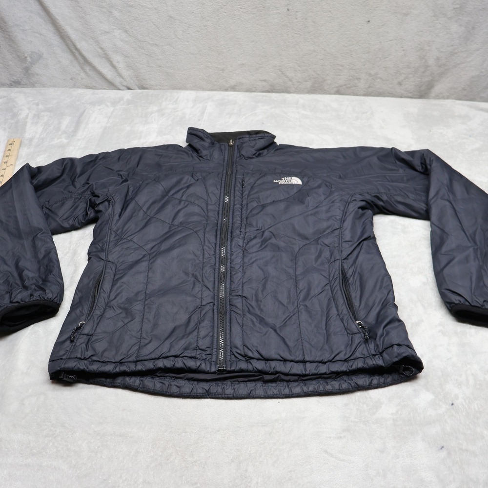 North Face Jacket Womens Medium Black Ripstop Wind Rain Insulated Puffer READ
